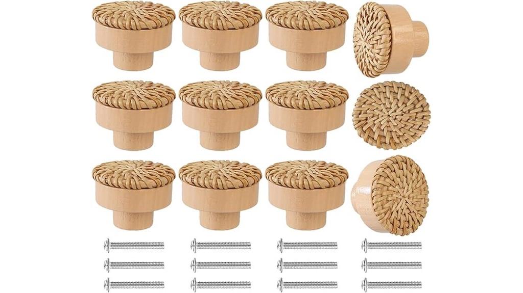 handmade rattan drawer knobs