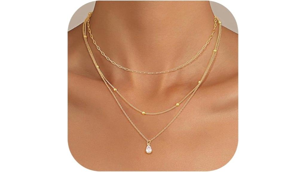 layered gold necklace for women