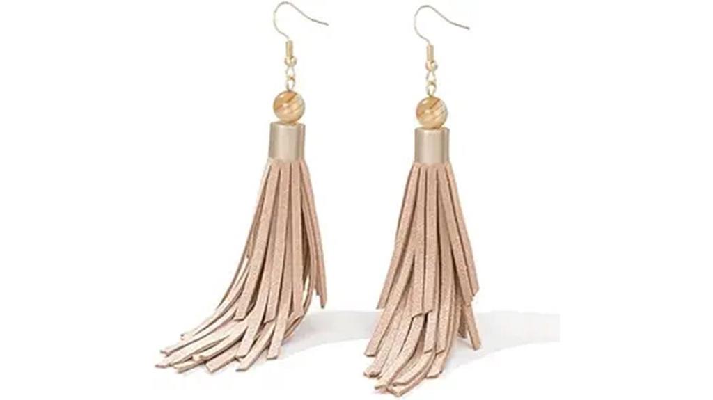 leather tassel earrings