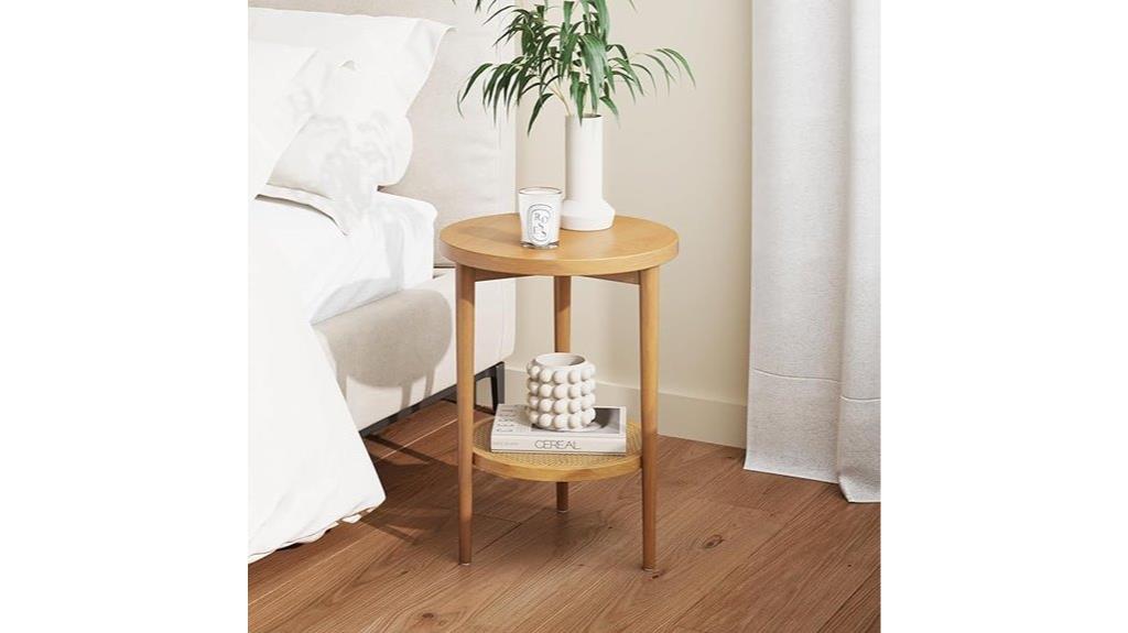 light wood boho end table