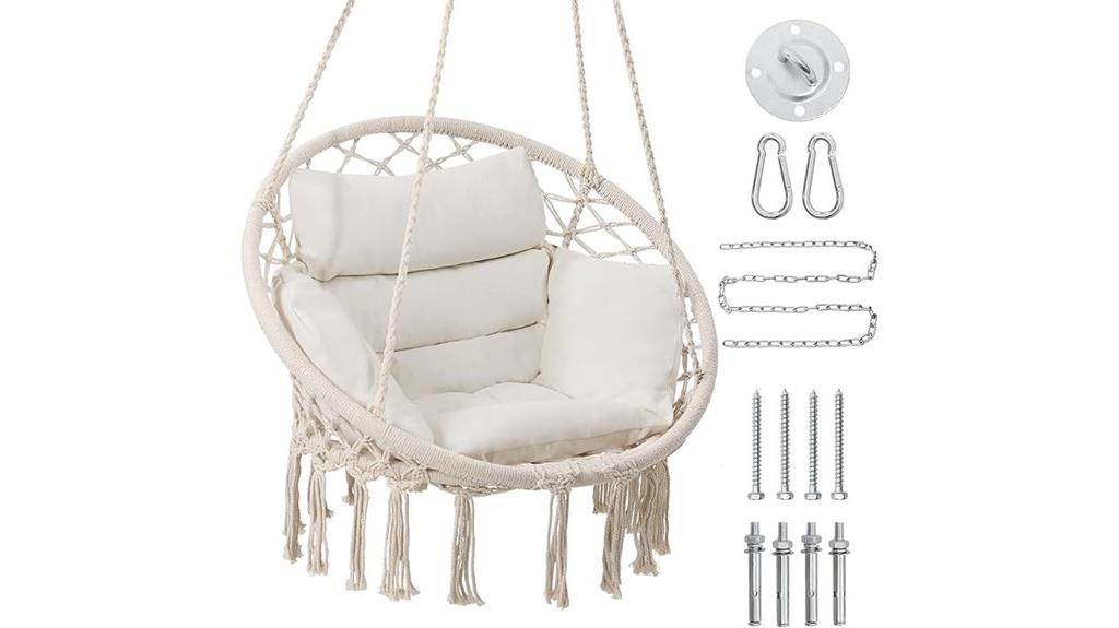 macrame hanging swing chair