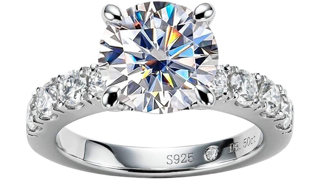 moissanite sterling silver ring