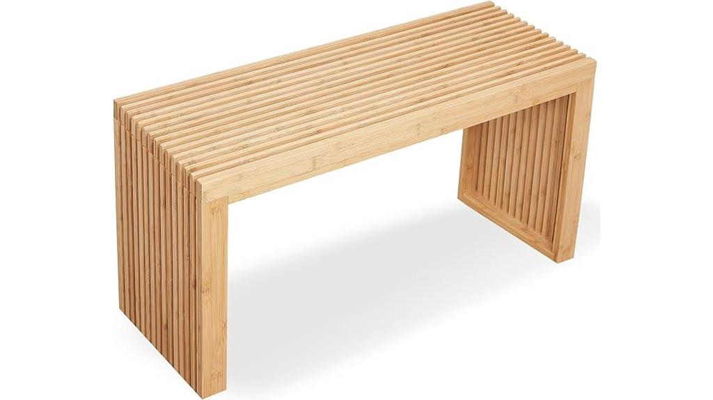 natural bamboo wooden bench