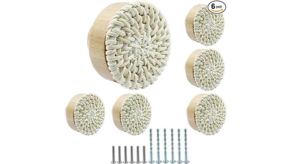 natural rattan wicker drawer handles