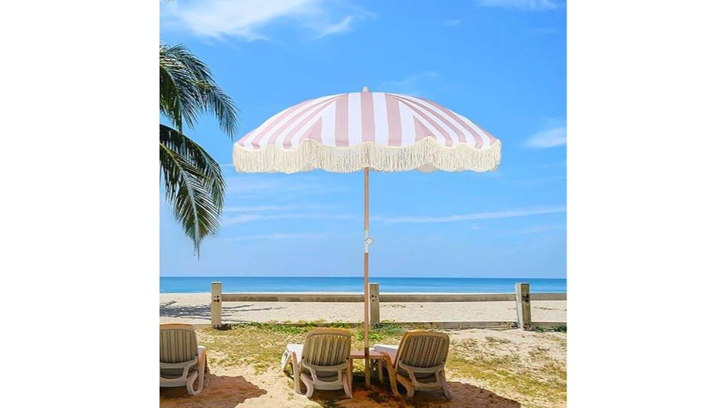 pink striped uv umbrella