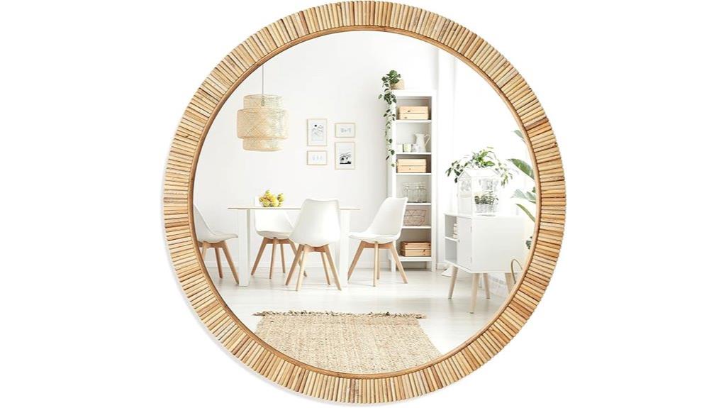 rattan bathroom mirror design