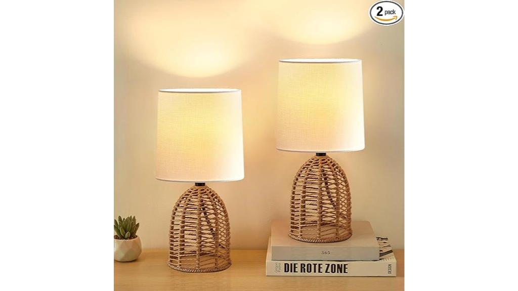 rattan boho farmhouse lamps