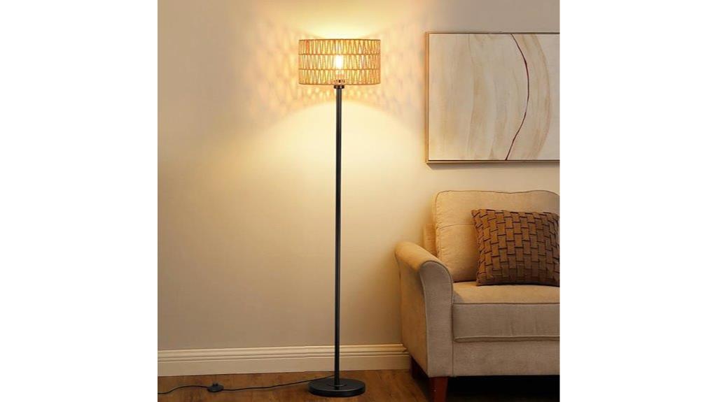 rattan boho floor lamp