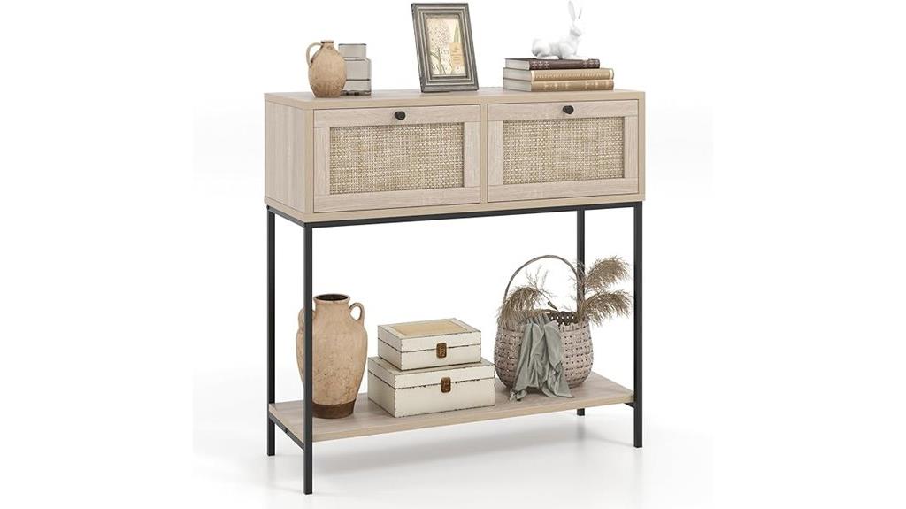 rattan console with storage
