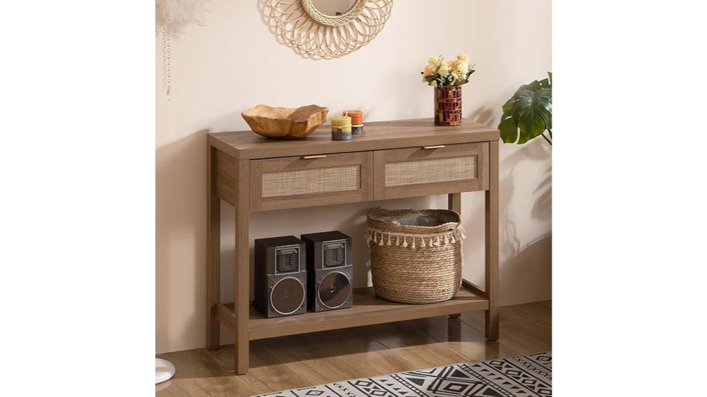 rattan drawer console table