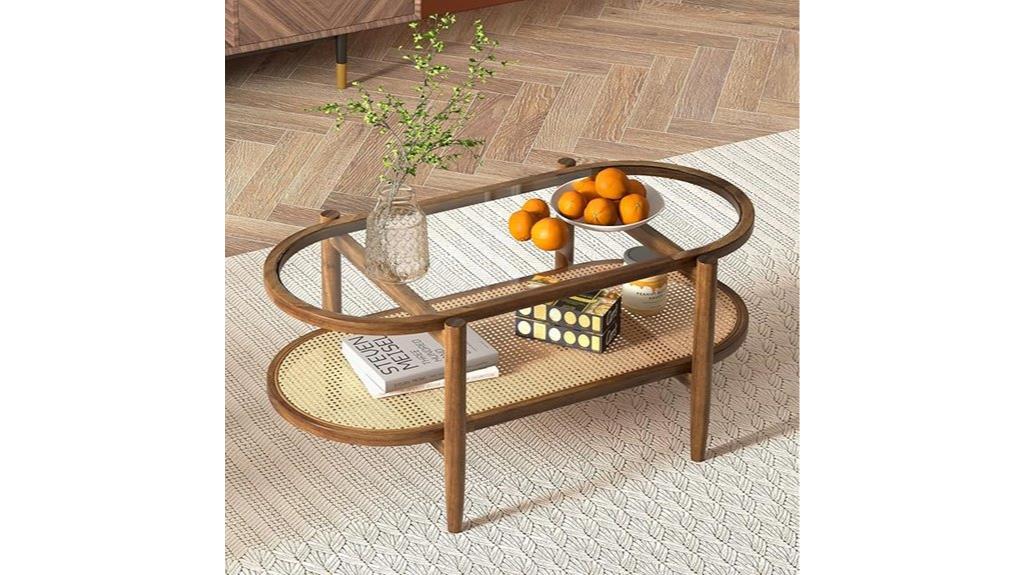rattan glass storage table