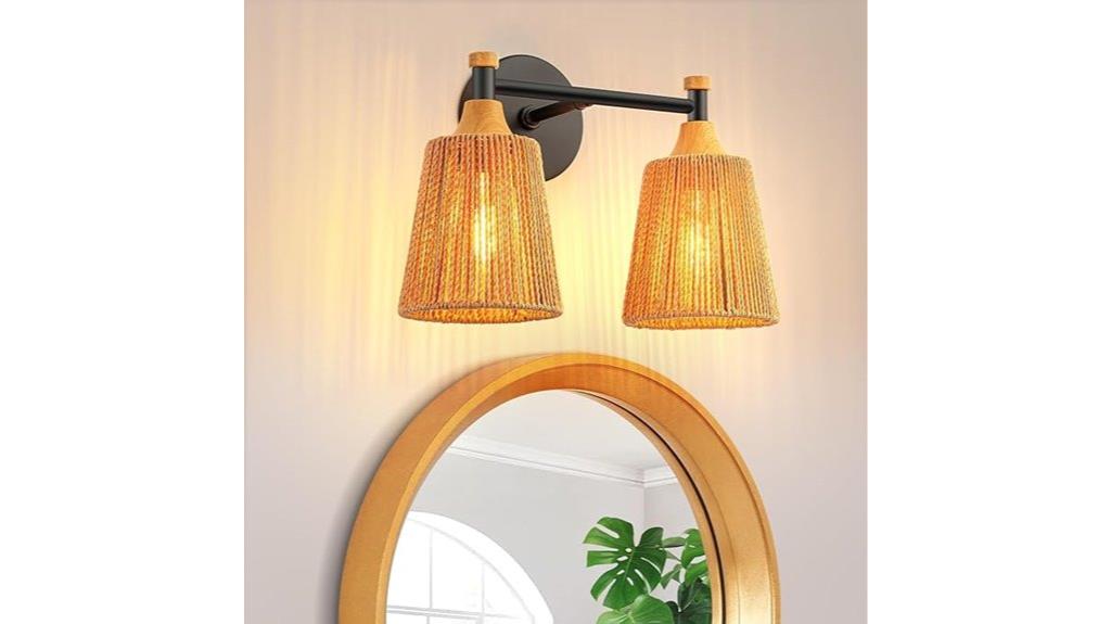 rattan lampshade bathroom light
