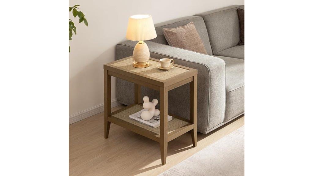 rattan night stand shelves
