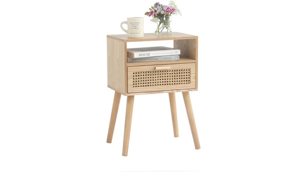 rattan nightstand with storage