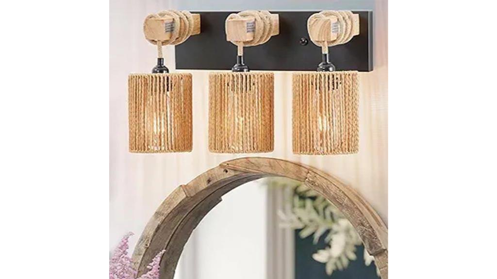 rattan woven bathroom lighting