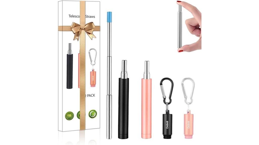 reusable metal straw set