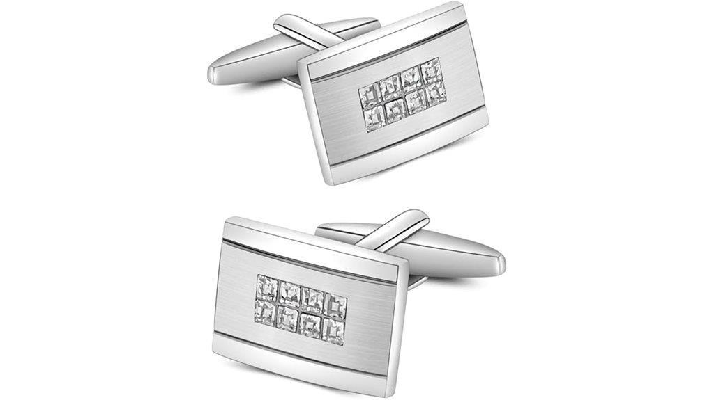 rhodium plated diamond cufflinks