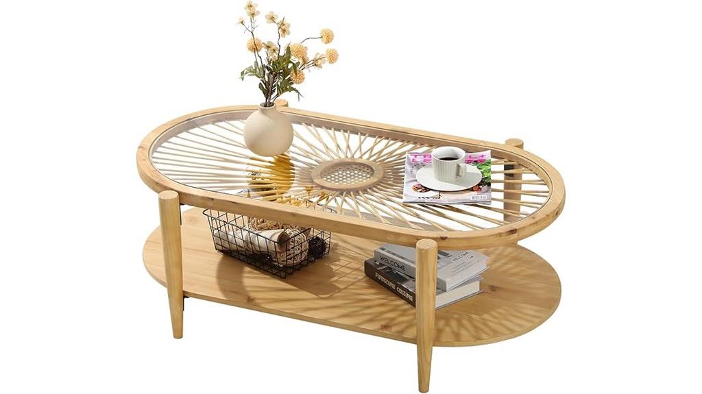 rustic oval rattan table