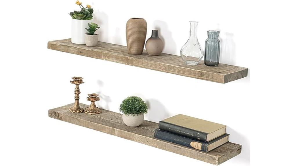 rustic reclaimed wall shelves