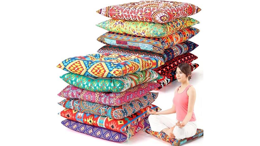 set of bohemian floor cushions