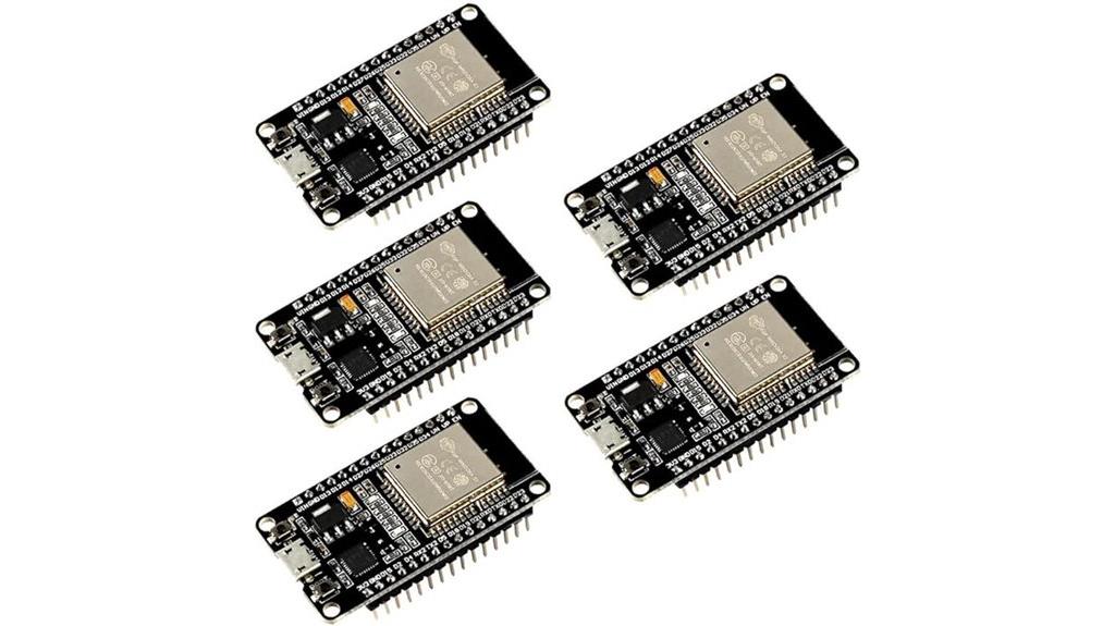 set of five esp32 boards