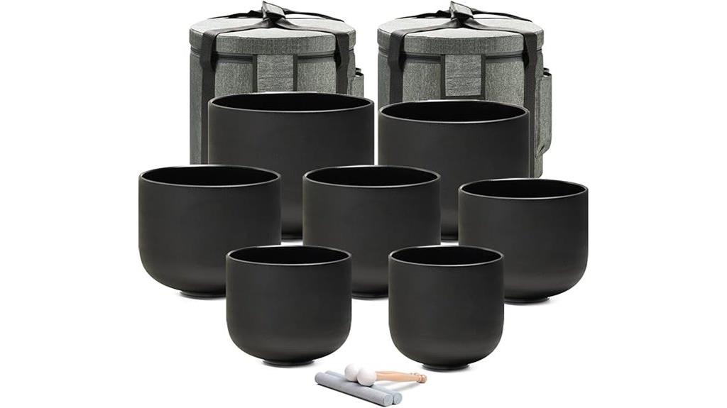 seven crystal singing bowls