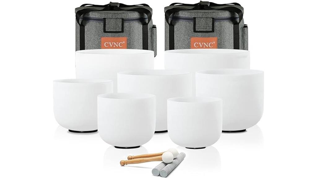 seven crystal singing bowls