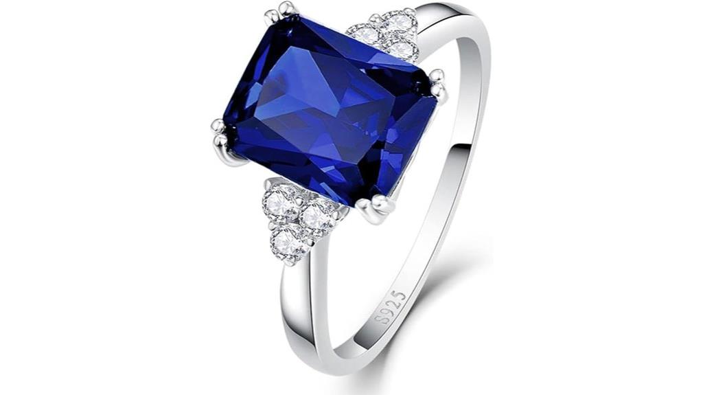 silver gemstone birthstone ring