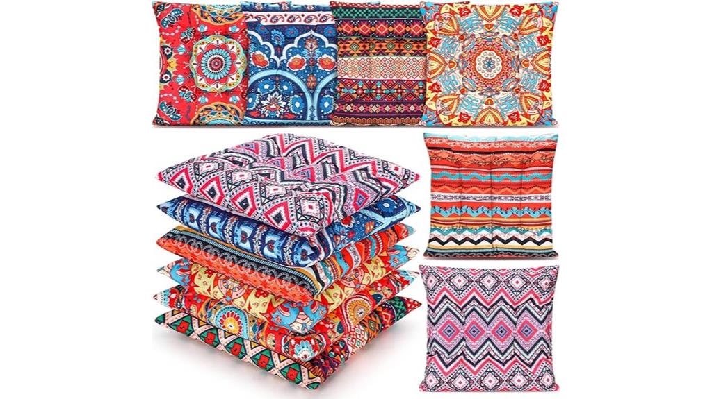 six bohemian floor pillows