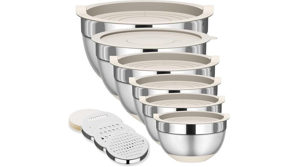 six piece stainless steel bowls