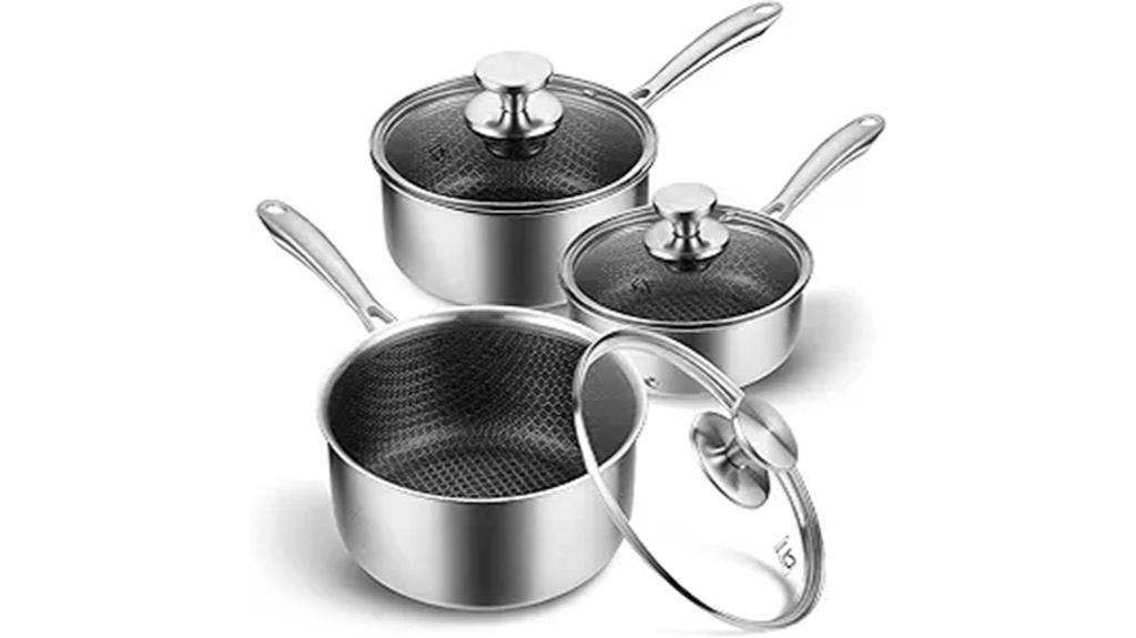 six piece stainless steel cookware