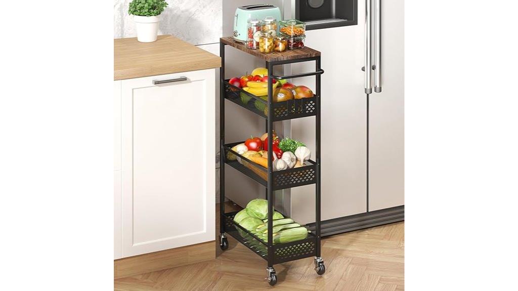 slim 4 tier storage cart