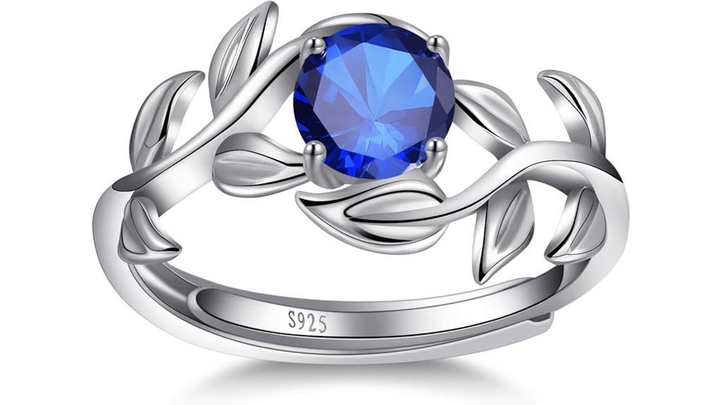 sterling silver leaf ring