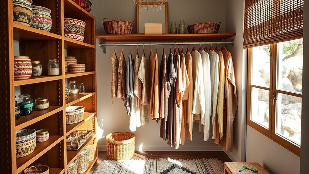 stylish boho closet storage