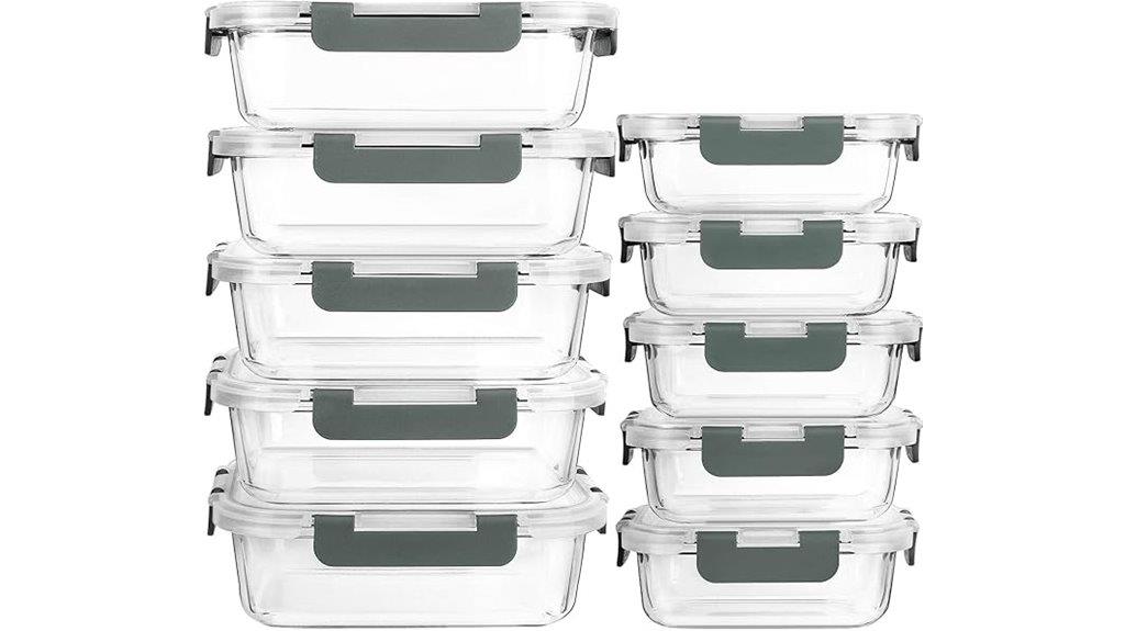 ten glass food storage sets