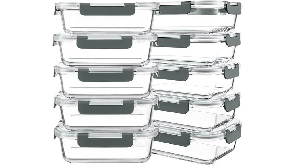 ten glass storage containers