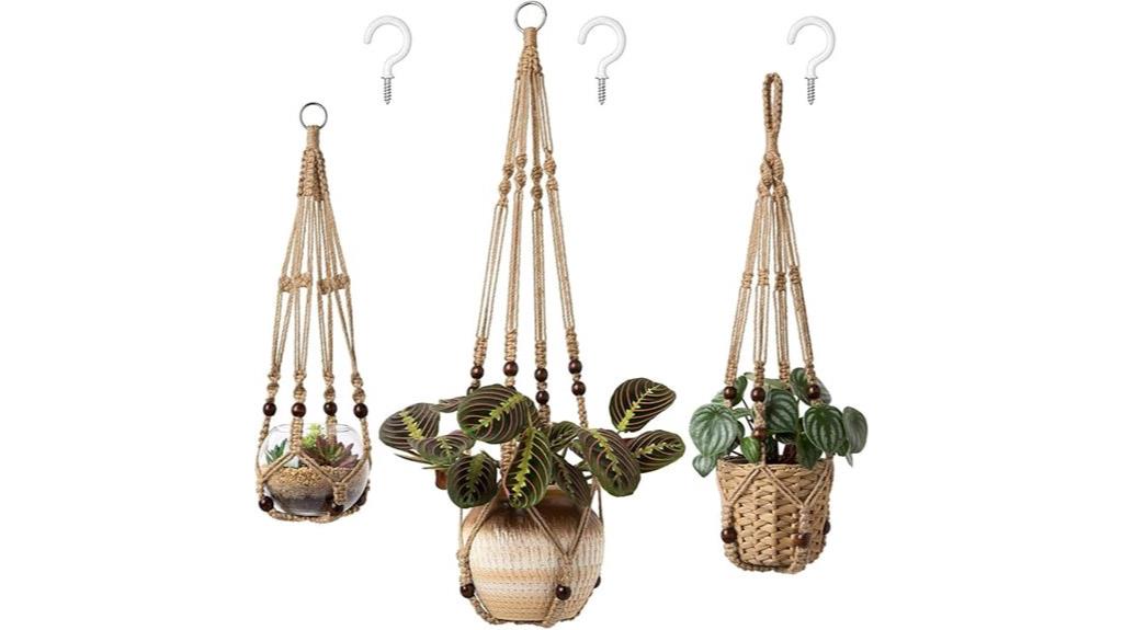 three pack macrame plant hangers