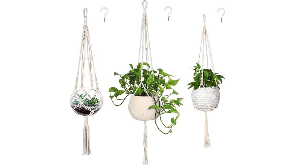three pack macrame plant hangers