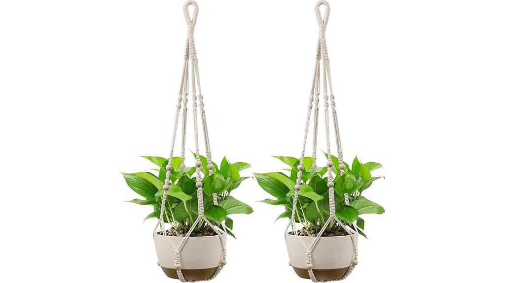 two macrame plant hangers