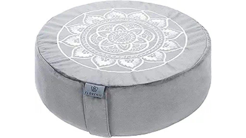 velvet covered meditation cushion