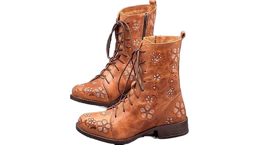 vintage embroidered ankle booties
