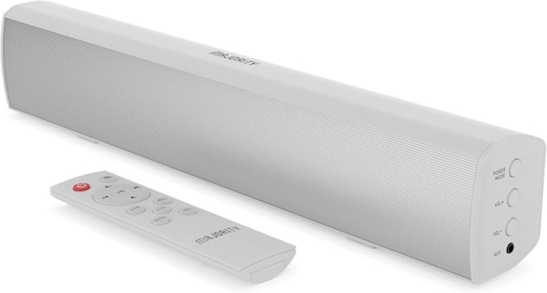 white 15 inch tv soundbar