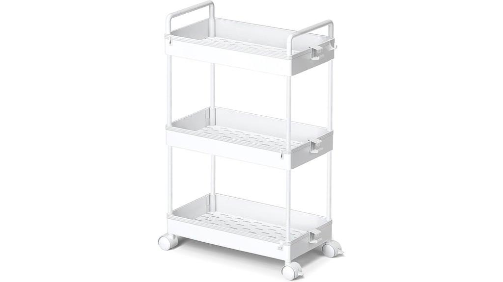 white 3 tier rolling cart