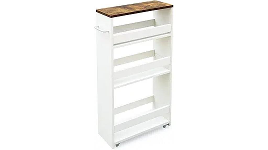 white slim storage cart