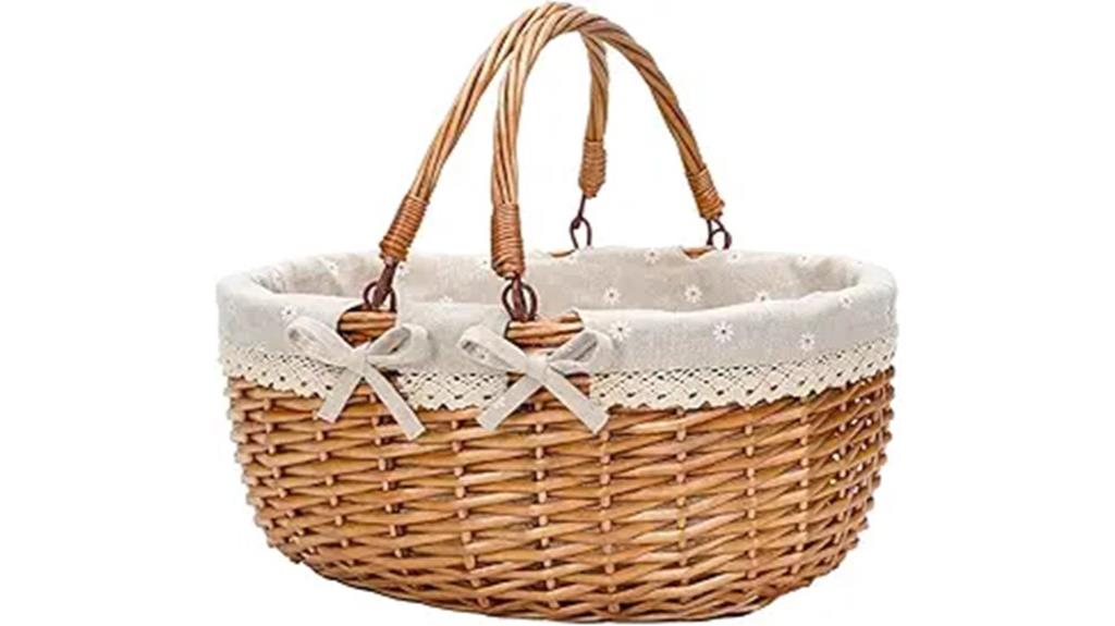 wicker basket with handles