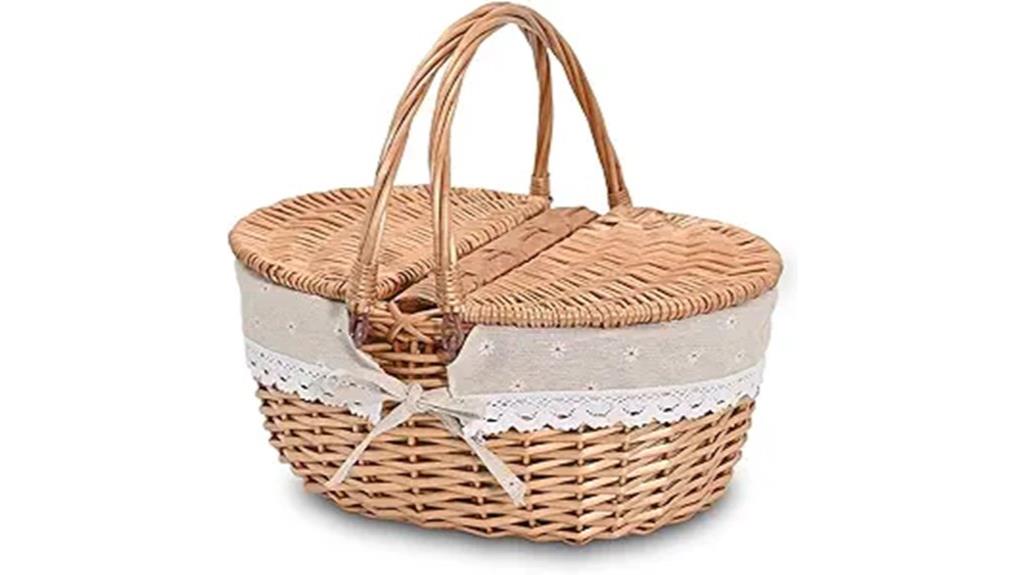 wicker basket with liner