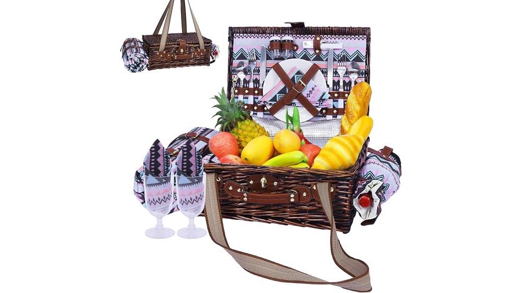wicker picnic basket set