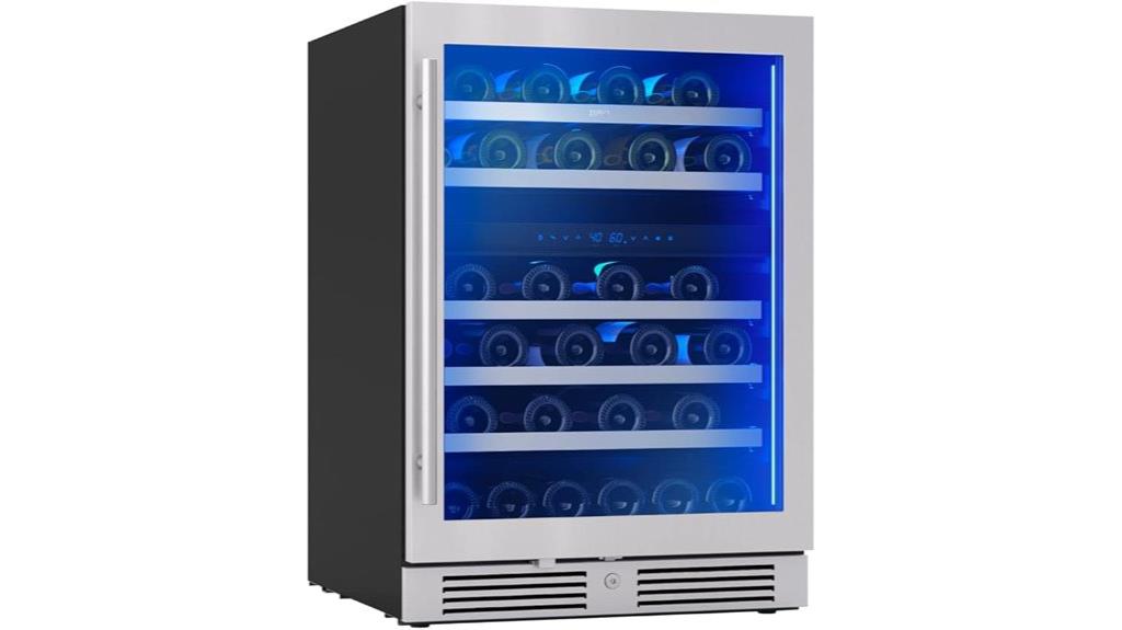 wine fridge with glass