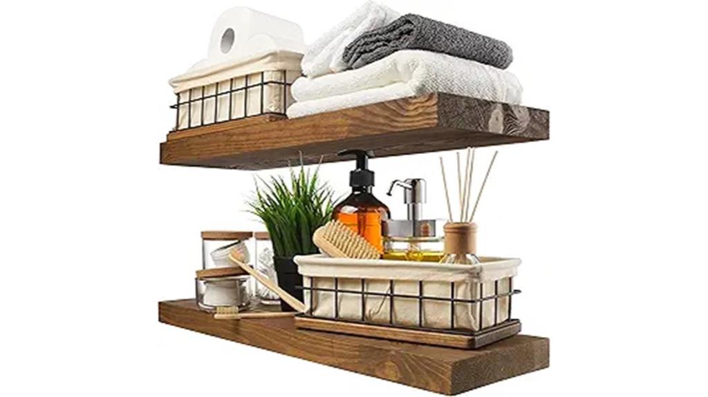 wooden floating shelf pair