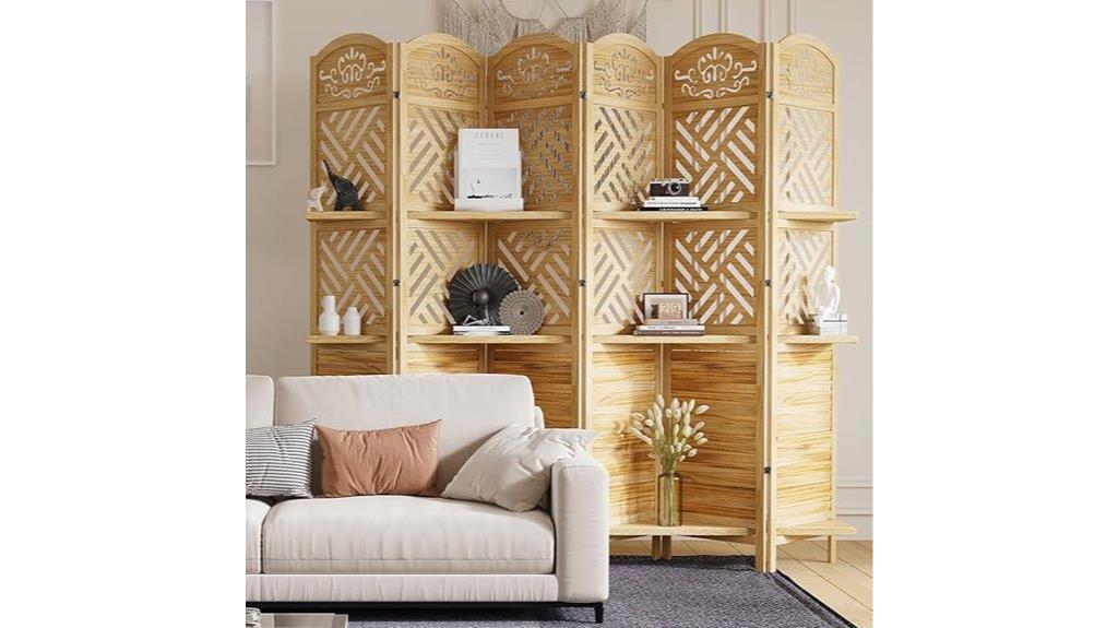 wooden folding shelf screen